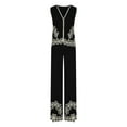 thumbnail image 4 of 2 Piece Sets for Women Summer Linen Vest and Wide Leg Pants Embroidery Casual Loose Outfits Sleeveless Vacation Suits (Black S), 4 of 4