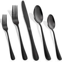Cibeat Black Silverware Set, 20 Pcs Flatware Set, Stainless Steel Kitchen Restaurant Tableware Cutlery Set, Service for 4, Include Knife/Fork/Spoon