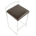 thumbnail image 7 of Fuji Contemporary Stackable Counter Stool In White With Brown Faux Leather Cushion - Set Of 2, 7 of 7