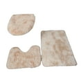 thumbnail image 4 of Juego de 3 alfombrillas de baño, tapa de inodoro, diseño elegante, juego de inodoro de tres piezas. marrón claro, 4 of 9