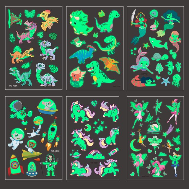 Pegatinas Temporales Luminosas Pegatinas De Dibujos Animados Impermeables Para Favores De Fiesta De Niños Speravity CE006593-00
