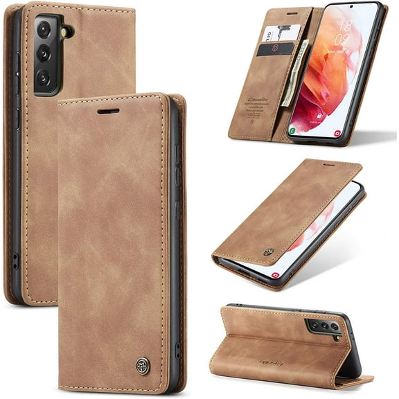 Wallet Case for Samsung Galaxy S21 Plus 5G, Premium PU Leather Case Vintage Matte Wallet Flip Cover [Card Slots] [Magnetic Closure] Stand Function Folio Shockproof Full Protection - Brown