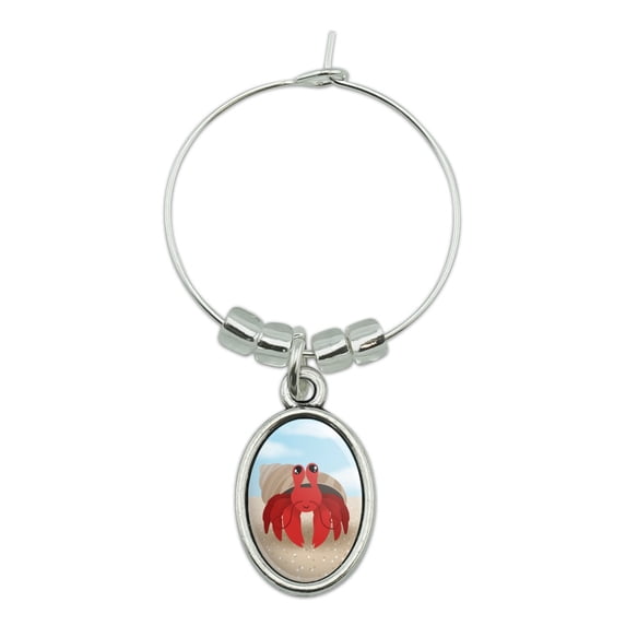 Sweet Hermit Crab Wine Glass Oval Charm Drink Marker