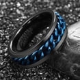 thumbnail image 2 of Men's 8mm Black Tungsten Carbide Ring with Blue Rotatable Chain Inlaid Size 6-12, 2 of 4