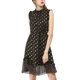 thumbnail image 2 of Vestido De Cóctel Con Volantes Y Estampado Metálico Sin Mangas Con Cuello Alto Y Lunares Para Mujer Negro XS, 2 of 6