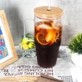 thumbnail image 4 of Vaso de vidrio ANOTION de 1,2 L con tapa, pajita, asa y tapa de bambú, 4 of 7