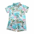thumbnail image 2 of Elainilye Fashion Toddler Baby Boys 2 Piece Hawaiian Casual Beach Wear Print Short-sleeved Shorts Clothes Set Sizes 1-4Y,Pink, 2 of 5