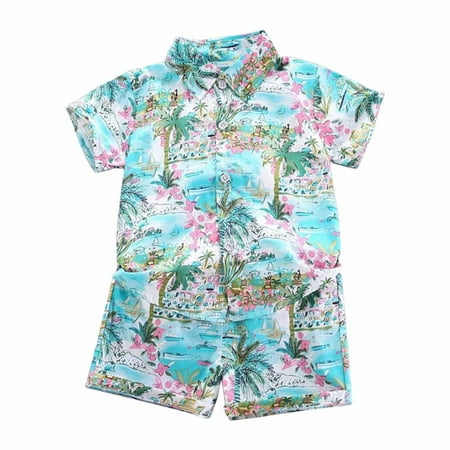 

Odeerbi Toddler Boys Hawaiian Cotton Shirt Set Toddler Kids Baby 2024 Casual Summer Beach Wear Print Short Sleeve Shorts Clothes Set Pink 2-3 Years