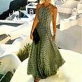 thumbnail image 2 of HomeGardon Summer Dresses for Women Women Summer Halter Neck Sleeveless Dresses,Floral Polka Dot Print Wedding Guest Hawaiian Beach Halter Neck Long Boho Dresses Black,S-XL, 2 of 5