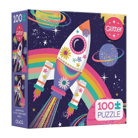 Ceaco Kids Deluxe 100 Piece Lisa Perry Space Dust Glitter Interlocking Jigsaw Puzzle