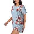 thumbnail image 2 of Fuzoiu merry Christmas rabbit Print Women's Short-Sleeved Pajama Set,Lounge Sleepwear Set,Womens Pajama Sets 2 Piece,Button-Up Top and Shorts with Pockets-Large, 2 of 7