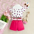 thumbnail image 5 of KYAIGUO Baby Kids Girls Summer Set Short Sleeve Cardigan Lapels 12M-6Y Buttons Top + Shorts Pants Toddler Summer Cute Breathable Fabric Suit, 5 of 7