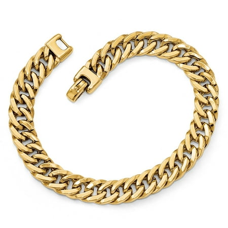 gold 14k bracelet italian polished lock yellow 9mm inches curb link lobster clasp secure solid heavy bracelets concave opens 8in