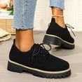 thumbnail image 5 of Wensltd Women Fashion Shoe Solid Color Round Toe Lace Up Chunky Heel Loafers Comfortable Versatile Dress Shoes, 5 of 9