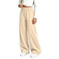 thumbnail image 6 of Wiyuqeen Girls Straight Wide Leg Track Pants RUffle Waist Casual Baggy Athletic Pants Loose Jogger Sweatpants with Pocket 5-15 Years, 6 of 7
