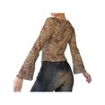thumbnail image 4 of hirigin Women's Vintage T-shirt, Adults Cashew Nut Print Flare Sleeve V-neck Pullover (Khaki), 4 of 9