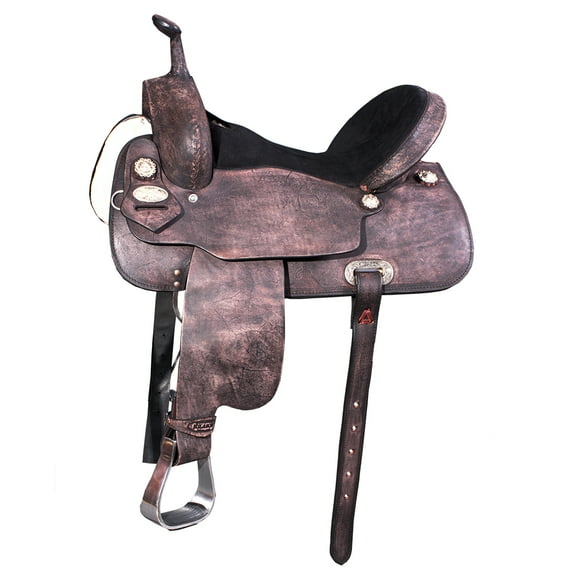 15 In HILASON Western Horse American Leather Flex Tree Trail Saddle Dark Brown