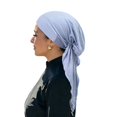 thumbnail image 3 of Lumtrix Pre-Tied Headwrap for Women Slip On Turban Cancer Head Scarf Sleep Hair Cover Bandana Cap Light Blue One Size, 3 of 4