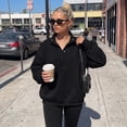 thumbnail image 2 of SUNBS Half Button Pullover Sweatshirt for Women Fall Oversized Casual Fleece Tops with Stand Collar, 2 of 8