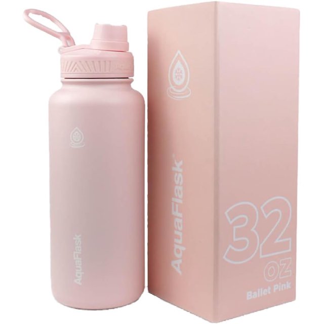 AquaFlask Bouteille d'Eau en Acier Inoxydable Originale 32oz (935ml) – à Double Paroi Isolée sous Vide, Étanche, Réutilisable (Ballet Rose)