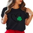 thumbnail image 4 of Pxiakgy Vente de Liquidation! T-Shirt Femme Col Rond Jour de la Saint-Patrick Trèfle Irlandais Chanceux T-Shirt Graphique Jour de la Saint-Patrick Manches Courtes Col Rond T-Shirt Noir P, 4 of 4
