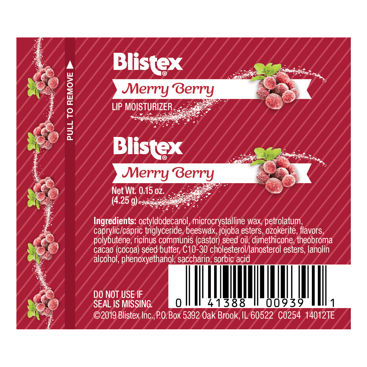 Blistex Holiday Merry Berry Flavor Moisturizing Lip Balm, 1 Lip Balm Stick
