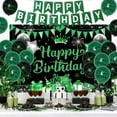 thumbnail image 4 of Green and Black Birthday Party Decorations Men Women, Happy Birthday Backdrop with Glitter Cake Topper, Happy Birthday Banner, Printed Balloons for Boys Girls He or She Adults Birthday Party Supplies, 4 of 7