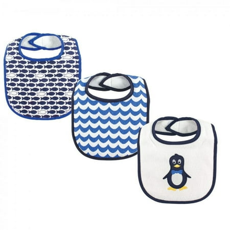 UPC: 0660168023787 | Luvable Friends Baby Boy Cotton Drooler Bibs with Fiber Filling 3pk Mr Penguin One Size