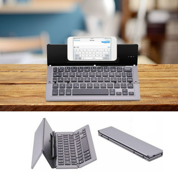 EcoNest Mini Portable Wireless Bluetooth Keyboard Aluminum Alloy Foldable Rechargeable Keyboard Travel Office Home With Stand