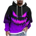 thumbnail image 2 of Yaoyar Men's Halloween Print Hooded Long Sleeve Sweatshirt, Casual Pullover Top with Spooky Graphic for Fall Festive Wear, 2 of 6