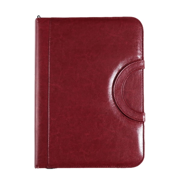 Matsuzay Carpeta ligera de PU con asas para documentos de identidad y dinero en efectivo de forma segura maletín de negocios Carpeta de cartera cartulina Rojo marrón