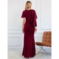 thumbnail image 4 of SouqFone Cape Formal Dress for Women Split Bodycon Long Dress-XL,Wine Red, 4 of 9