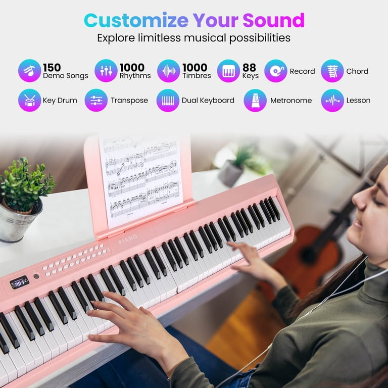 Costway 88 Key Folding Piano Keyboard with Wireless MIDI Dual