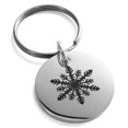 thumbnail image 1 of Stainless Steel Evergreen Snowflake Engraved Small Medallion Circle Charm Keychain Keyring, 1 of 1