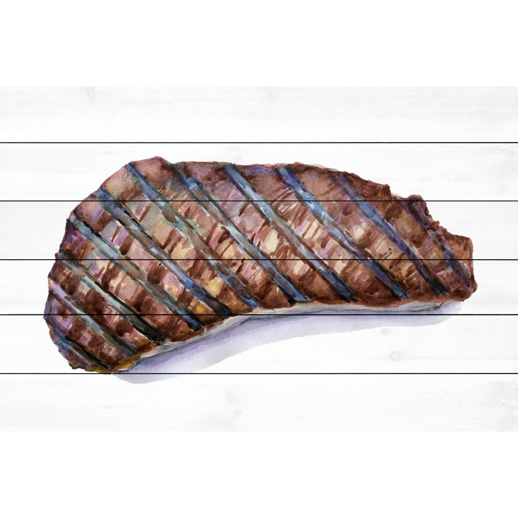 "On the Grill" Painting Print on White Wood