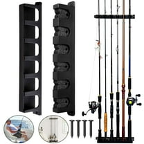 TSV Fishing Vertical Rod Holder, Wall Mounted Vertical Fishing Pole Rod Holder Rack for Garage, Fishing Rod Racks, 6 Horizontal Fishing Pole Storage Organizer for Garage Car