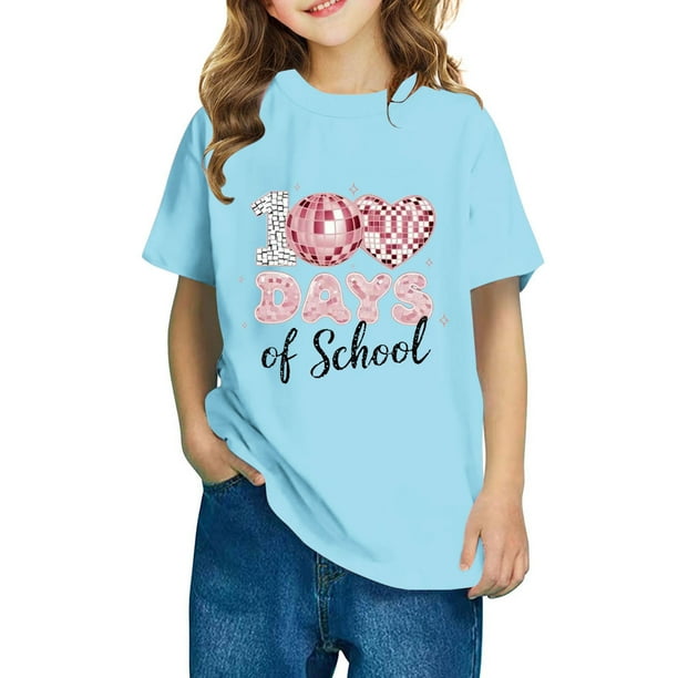 Fiudx Camiseta para Niños, Top Moda de Tela Suave, Blusa Bonita de Cuello Redondo, Manga Corta, Ropa Informal, para Uso Escolar, Ropa para Niños y Niñas, Estilo Diario Comodo.