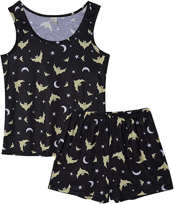 MyFav Women's Pajamas Set Cute Tank and Shorts Set Soft PJS Sleepwear Loungewear,S