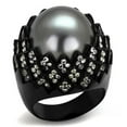 thumbnail image 1 of Alamode TK2483-9 Bague en Acier Inoxydable Noir pour Femmes avec Synthétique Gris - Taille 9, 1 of 1