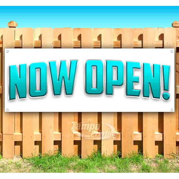 Now Open 13 oz Vinyl Banner With Metal Grommets