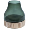 thumbnail image 2 of Northlight Bubble Hurricane Glass Candle Holder with Wooden Base - 7.75" - Storm Gray, 2 of 7