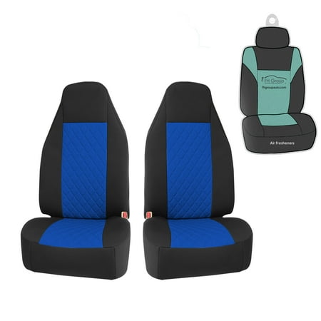 FH Group Universal Fit Front Set NeoSupreme Deluxe Quality High Back Car Seat Covers with Bonus Air Freshener