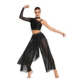 thumbnail image 2 of Sholeno Womens Sparkly 2 Pieces Lyrical Modern Dance Outfits Asymmetrical Shoulder Crop Tops with Pants Set Black M, 2 of 7