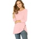 thumbnail image 1 of Blusas de túnica elástica casual con cuello redondo y manga 3/4 para mujer Rosa claro S, 1 of 5