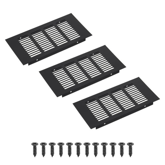 Uxcell 8 x 4 Inch Rectangle Ventilation Grille, 3PCS Aluminum Air Vent Cover, Black