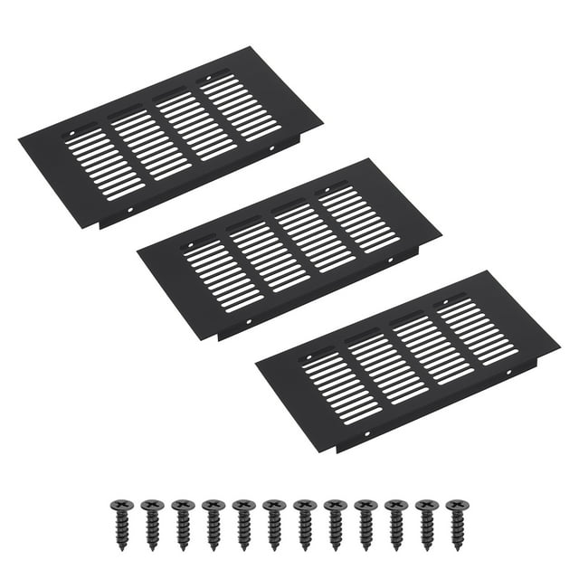 Cubierta de ventilación rectangular Uxcell 8 x 4" 3Pcs de aluminio color negro