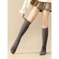 thumbnail image 6 of Spencer 3 Pairs Womens Casual Knee High Socks Cable Knitted Boot Socks Long Thick Leg Warmers Winter for Party, Work, Gifts (Coffee), 6 of 10