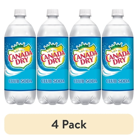 (4 pack) Canada Dry Zero Calorie Club Soda Pop, 1 L, Bottle