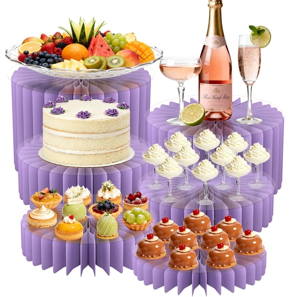 Elevadores para Buffet Zatozkar 6 Pzas Acrílico y Cartón Morado