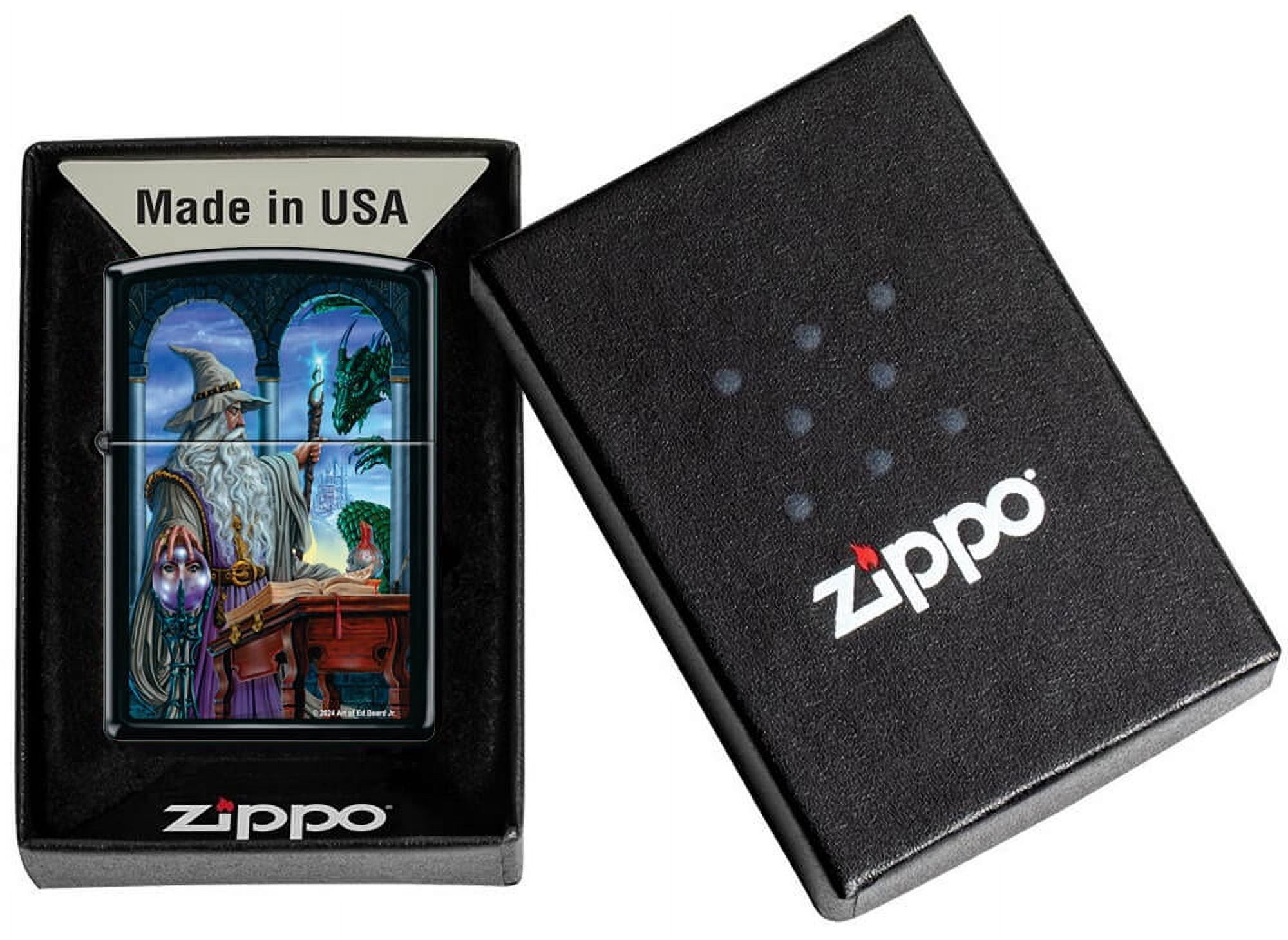 Wizard's Emissary by Ed Beard Black Matte Zippo Lighter